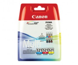 3 Original Ink Cartridges, Canon CLI-521 Color 9ml