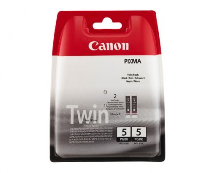 2 Original Ink Cartridges, Canon PGI-5BK Black 26ml