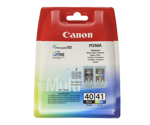 2 Original Ink Cartridges, Canon PG-40 / CL-41 Black 16ml + Color 12ml