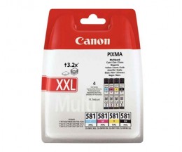 4 Original Ink Cartridges, Canon CLI-581 XXL C / M / Y / PBK