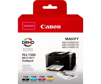 4 Original Ink Cartridges, Canon PGI-1500 Black 12ml + Color 4.5ml ~ 400 / 300 Pages