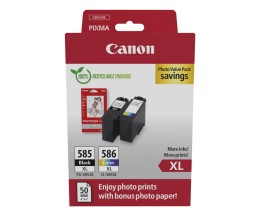 2 Original Ink Cartridges, Canon PG-585 XL / CL-586 XL Black + Color ~ 300 Pages