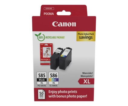 2 Original Ink Cartridges, Canon PG-585 XL / CL-586 XL Black + Color ~ 300 Pages