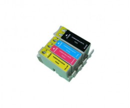 4 Compatible Ink Cartridges, Epson T0321-T0324 Black 36ml + Color 18ml