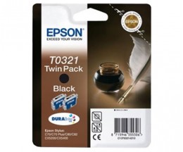 2 Original Ink Cartridges, Epson T0321 Black 33ml