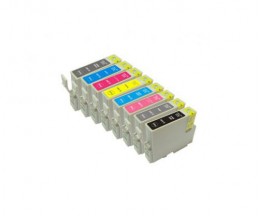 8 Compatible Ink Cartridges, Epson T0341-T0348 Black + Color