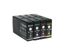 4 Compatible Ink Cartridges, Epson T7891-T7894 Black 65ml + Color 35ml