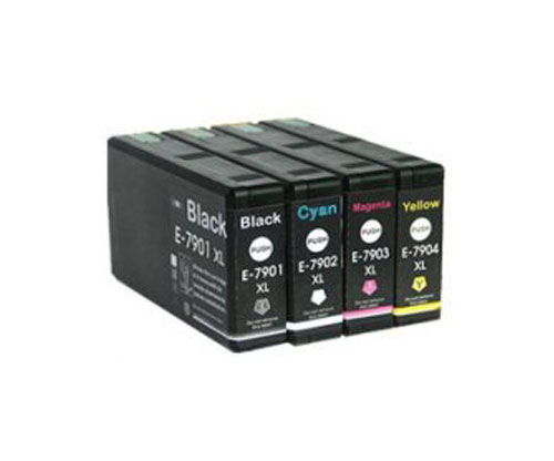 4 Compatible Ink Cartridges, Epson T7891-T7894 Black 65ml + Color 35ml