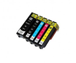 5 Compatible Ink Cartridges, Epson T3351 / 33 XL Black 24.4ml + T3361-T3364 Color 13.8ml