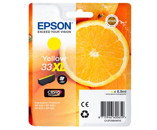 Original Ink Cartridge Epson T3364 / 33 XL Yellow 8.9ml ~ 650 pages