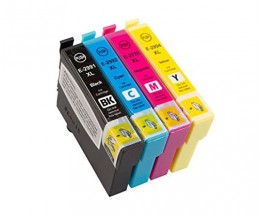 4 Compatible Ink Cartridges, Epson T2991-T2994 / 29 XL Black 17ml + Colors 13ml