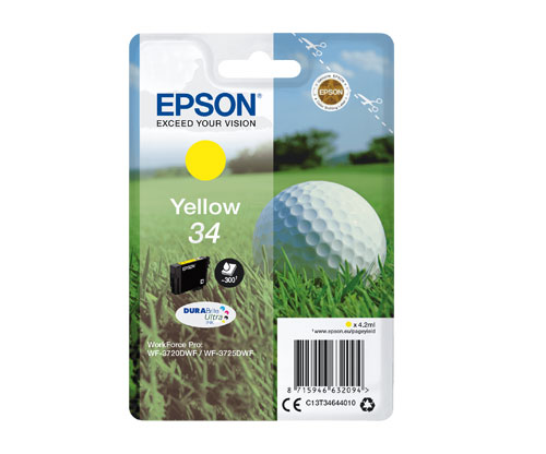 Original Ink Cartridge Epson T3464 / 34 Yellow 4.2ml ~ 300 pages