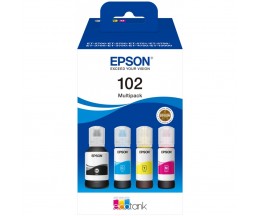 4 Original Ink Cartridges, Epson T03R6 / 102 Black 127ml + Colors 70ml ~ 7.500 / 6.000 Pages