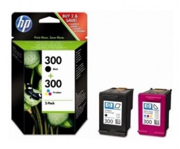 2 Original Ink Cartridges, HP 300 Black 4ml + Color 4ml