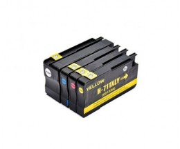 4 Compatible Ink Cartridges, HP 711 XL Black 73ml + Color 26ml