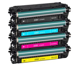 4 Compatible Toners, HP 508X Black + Color ~ 12.500 / 9.500 Pages