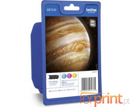 3 Original Ink Cartridges, Brother LC-1240Y / LC-1240M / LC-1240C Color 6ml ~ 600 Pages