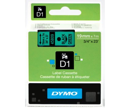 Original Tape DYMO 45809 Black / Green 19mm x 7m