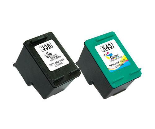 2 Compatible Ink Cartridges, HP 338 Black 20ml + HP 343 Color 18ml